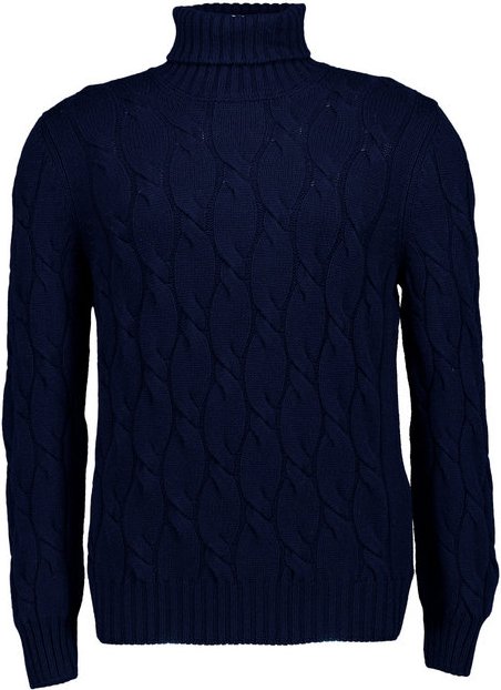 Gran Sasso Herren Rollkragenpullover blau unifarben
