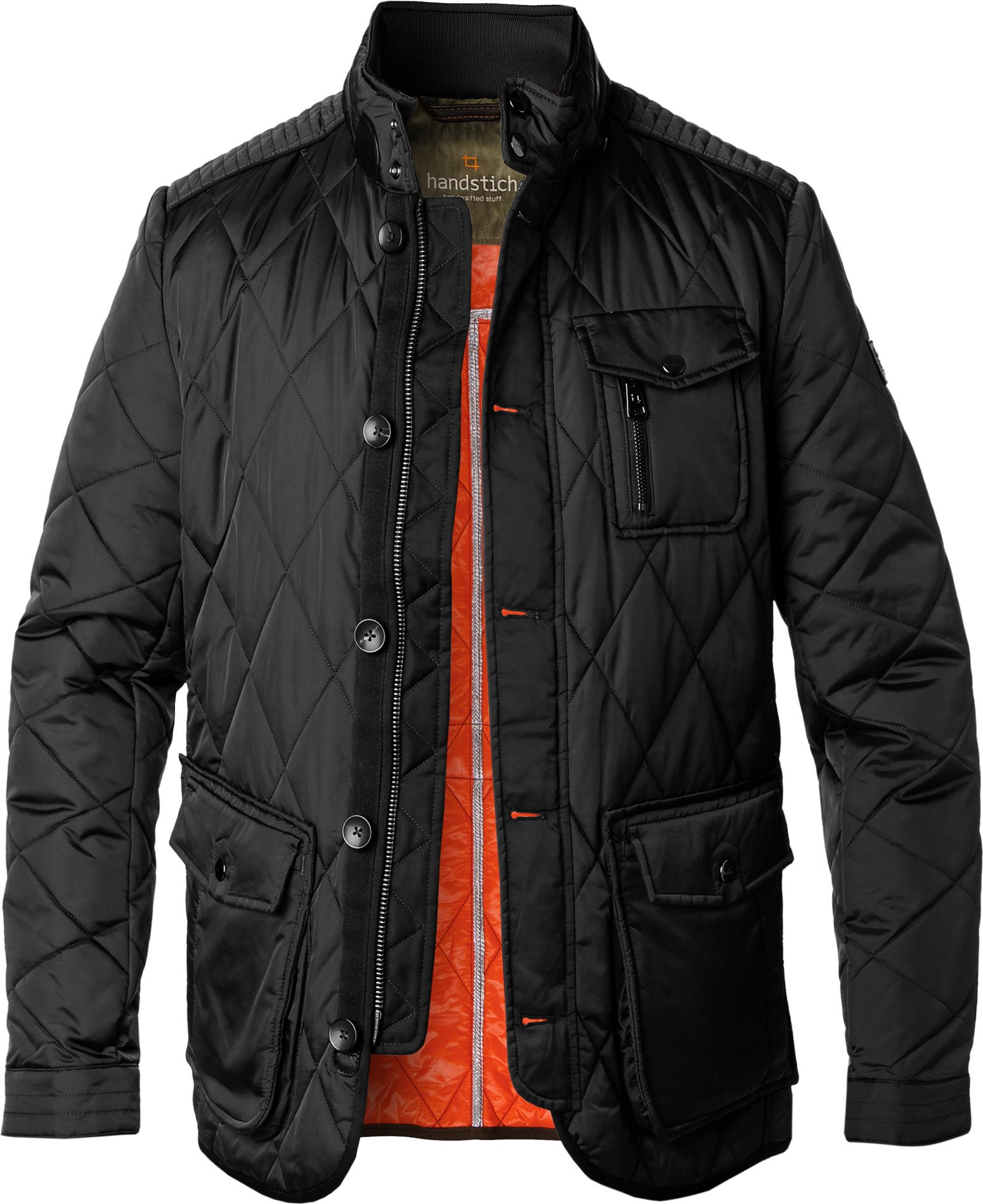 Thumbnail - handstich Herren Steppjacke schwarz unifarben