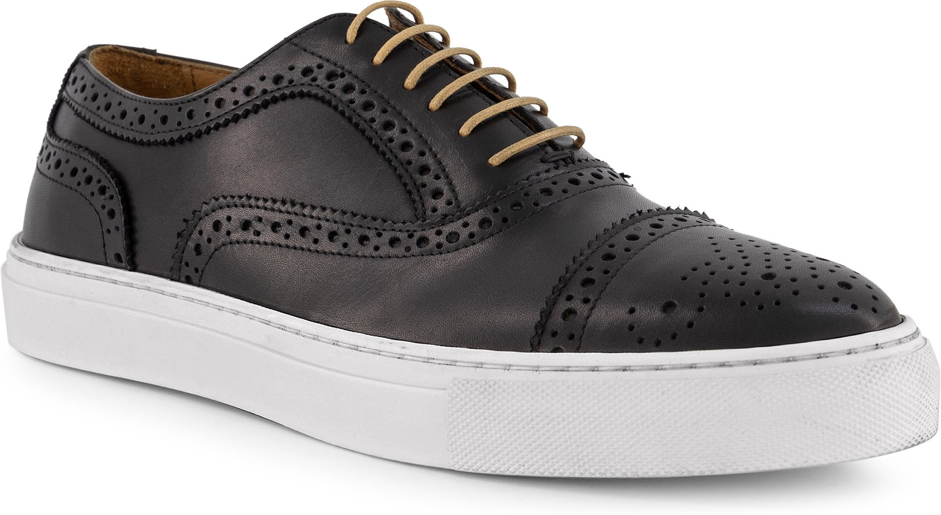 Prime Shoes Herren Sneaker schwarz Leder geprägt