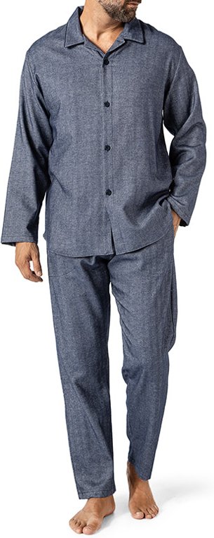 Novila Herren Pyjama blau Flanelle Gemustert