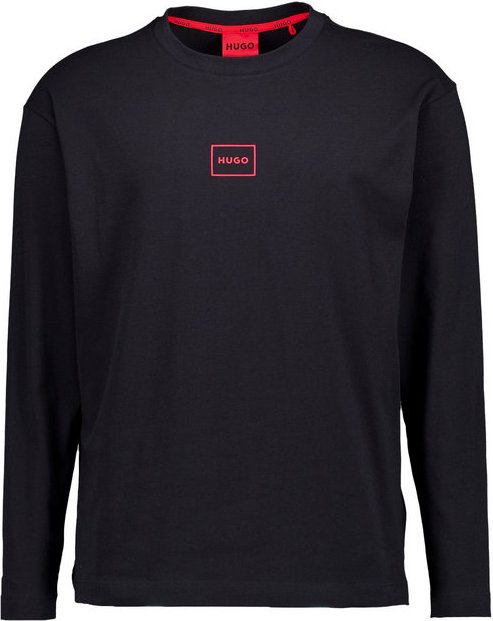 HUGO Herren Longsleeve schwarz Baumwolle & Mix unifarben
