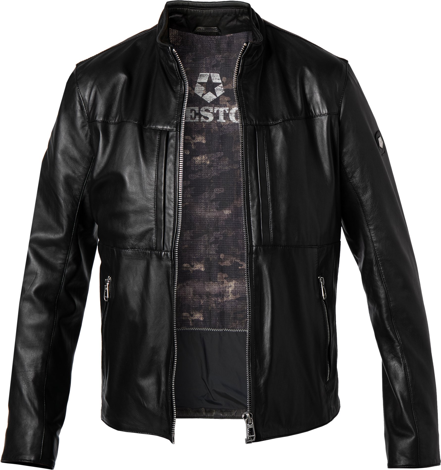 Thumbnail - MILESTONE Herren Lederjacke schwarz unifarben
