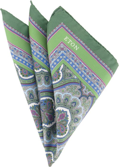ETON Herren Einstecktuch blau Seide Gemustert