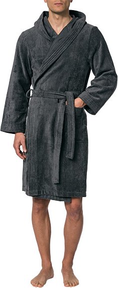LASA Herren Bademantel grau unifarben