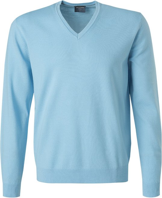 Thumbnail - OLYMP Herren V-Pullover blau unifarben
