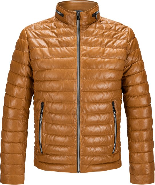 MILESTONE Herren Lederjacke beige, cognac unifarben