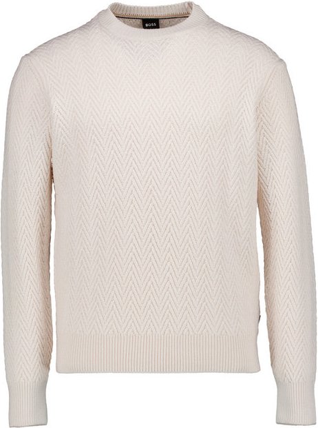 BOSS Black Herren Pullover weiß unifarben