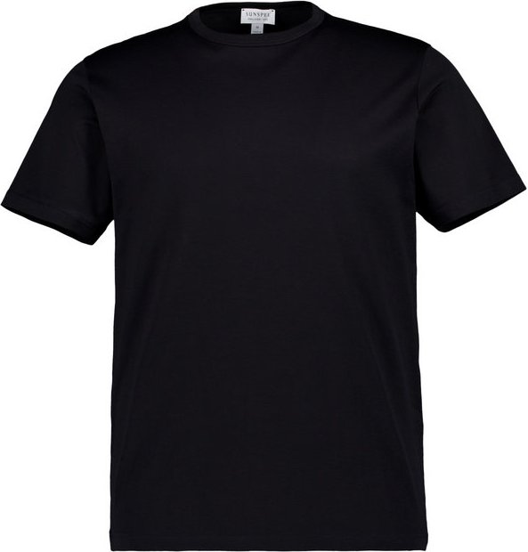 SUNSPEL Herren T-Shirt schwarz Reine Baumwolle unifarben