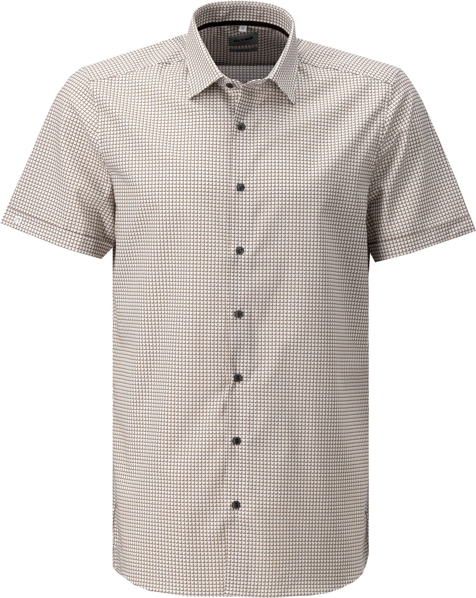 OLYMP Herren Kurzarmhemd beige gemustert