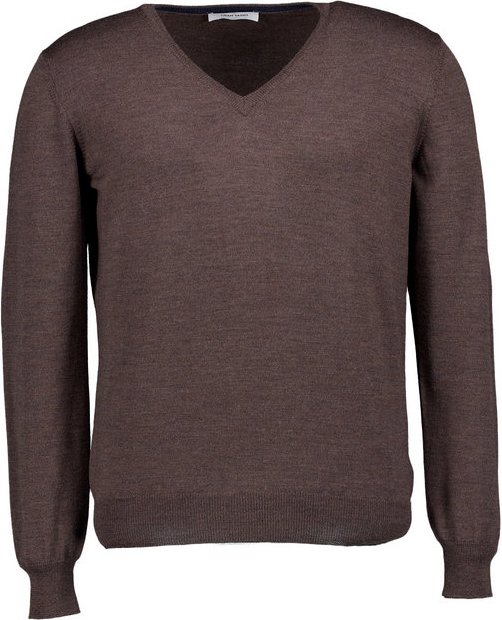 Thumbnail - Gran Sasso Herren V-Pullover braun unifarben