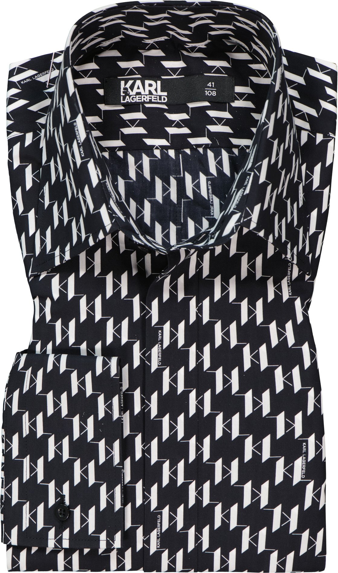 KARL LAGERFELD Herren Hemd schwarz gemustert
