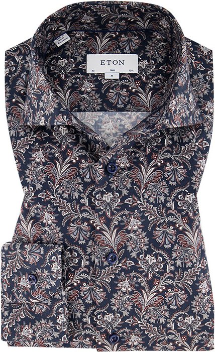 Thumbnail - ETON Herren Hemd blau geblümt Slim Fit