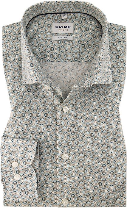 OLYMP Herren Hemd grün gemustert