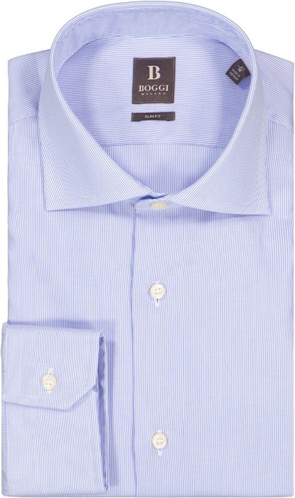 Thumbnail - BOGGI MILANO Herren Hemd blau gestreift Slim Fit