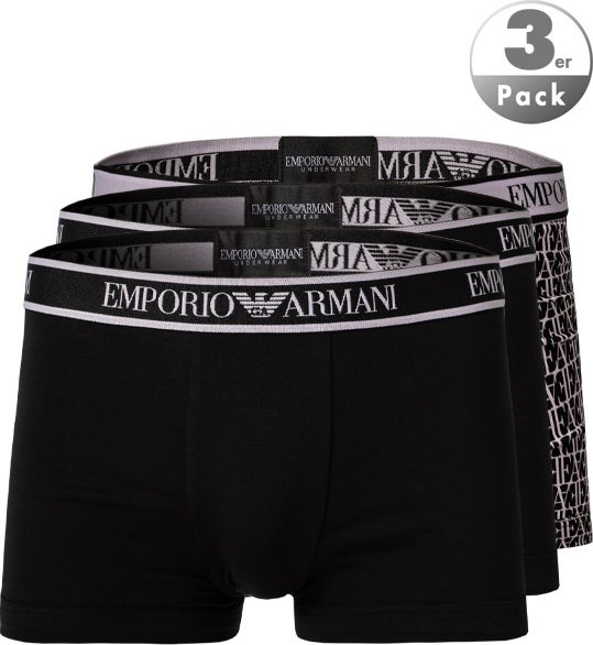 Thumbnail - EMPORIO ARMANI Herren Trunks schwarz Baumwolle & Mix unifarben,Geprintet