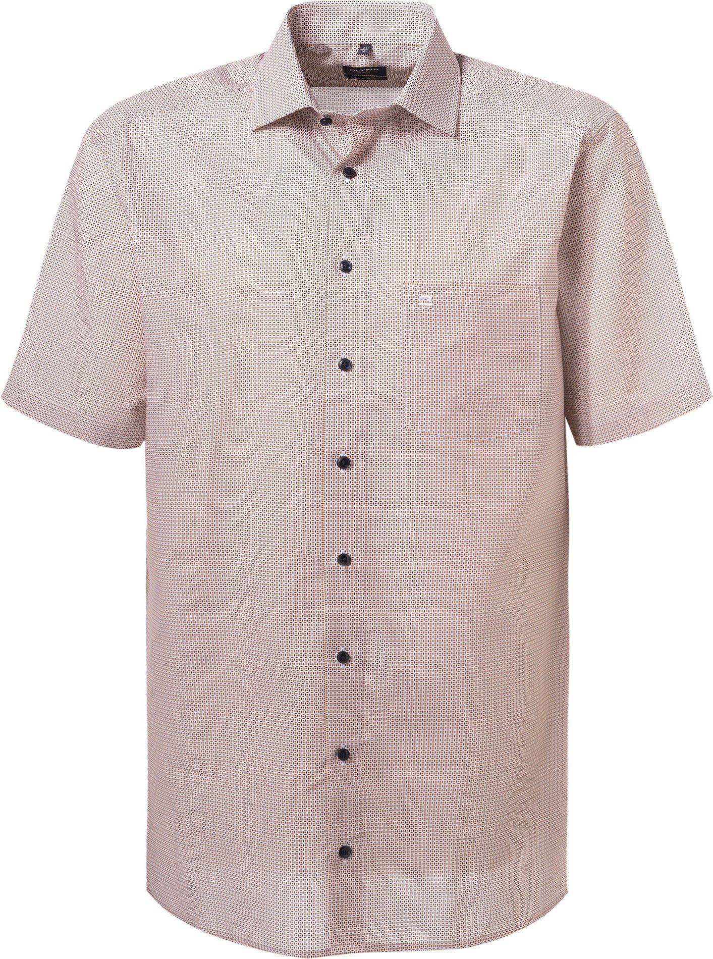 OLYMP Herren Kurzarmhemd orange gemustert