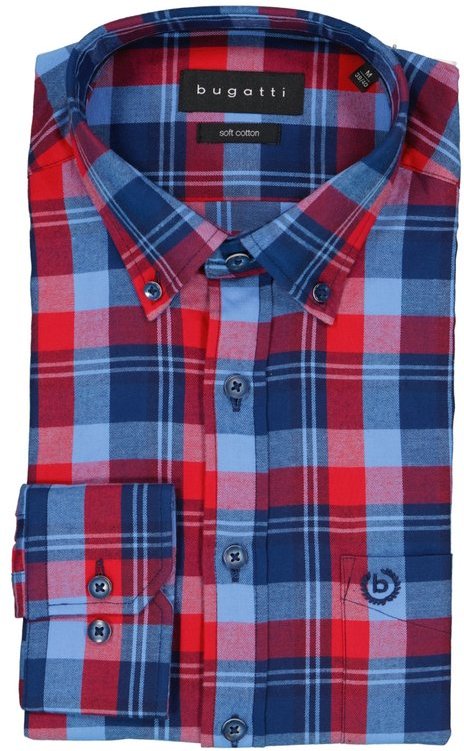 bugatti Herren Hemd blau kariert