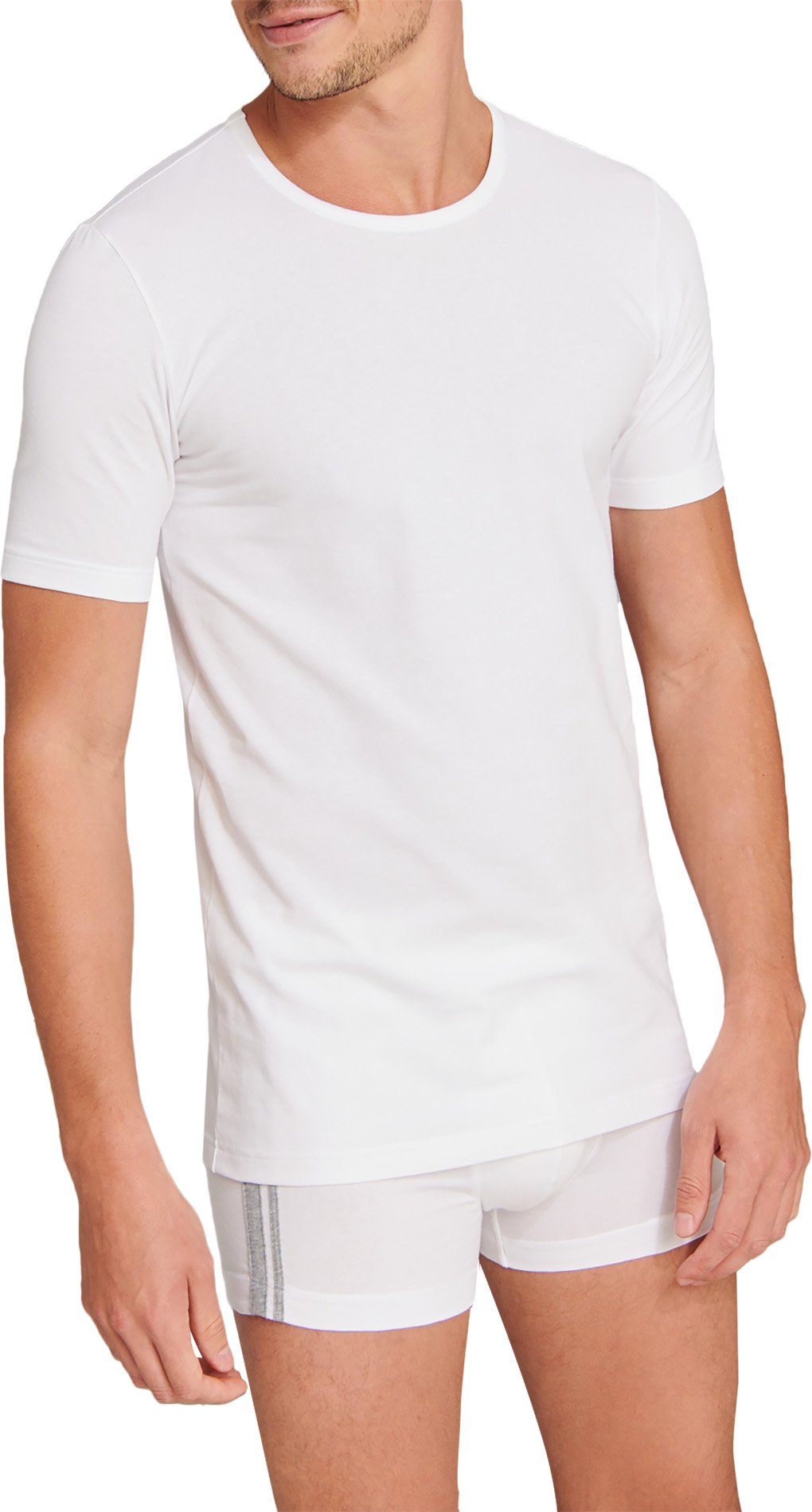 Thumbnail - Schiesser Herren T-Shirts weiß Reine Baumwolle unifarben