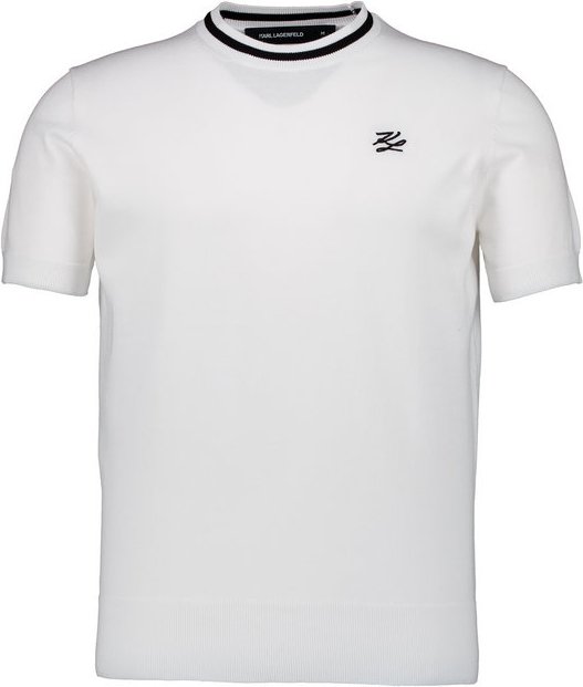KARL LAGERFELD Herren Kurzarmpullover weiß unifarben