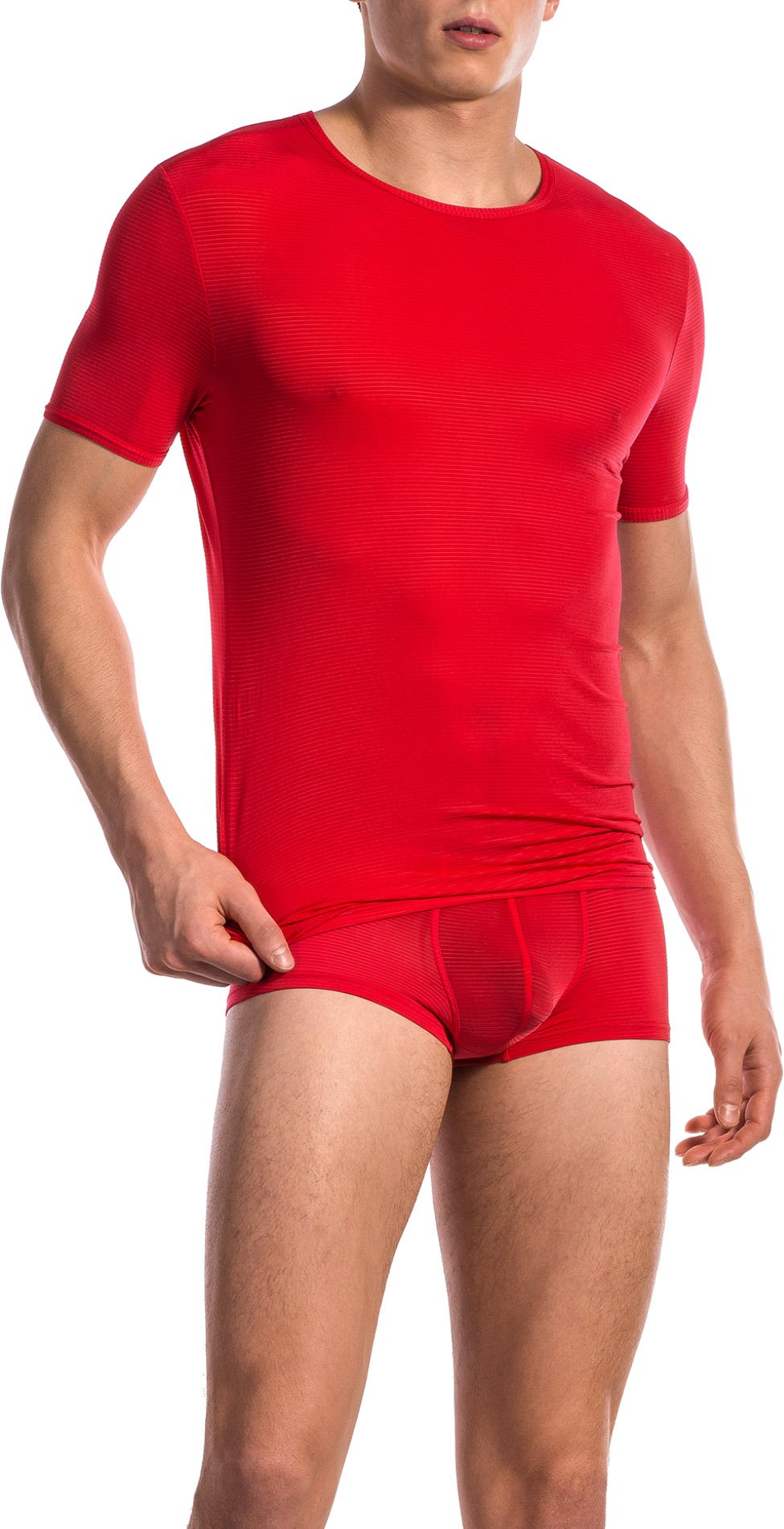 Olaf Benz Herren T-Shirt rot Mikrofaser/Funktion unifarben