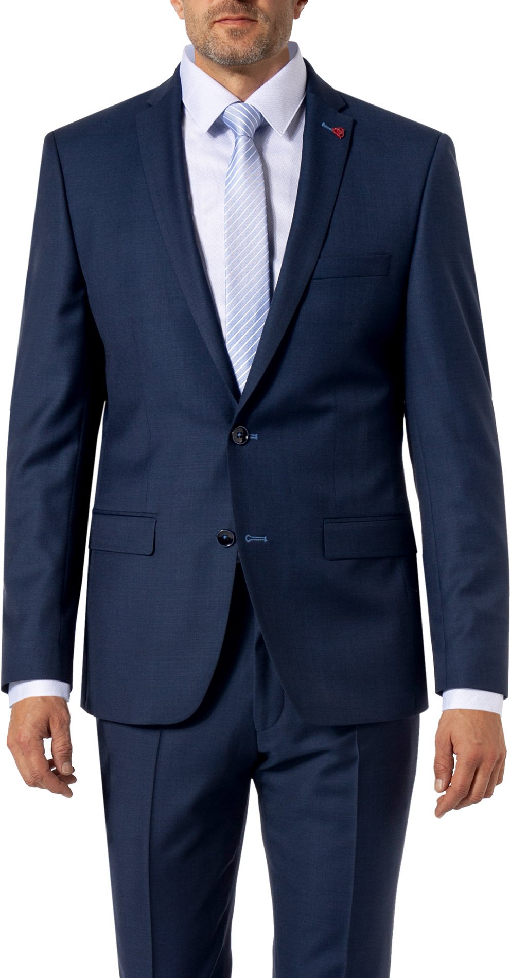 Thumbnail - ROY ROBSON Herren Sakko blau meliert Slim Fit