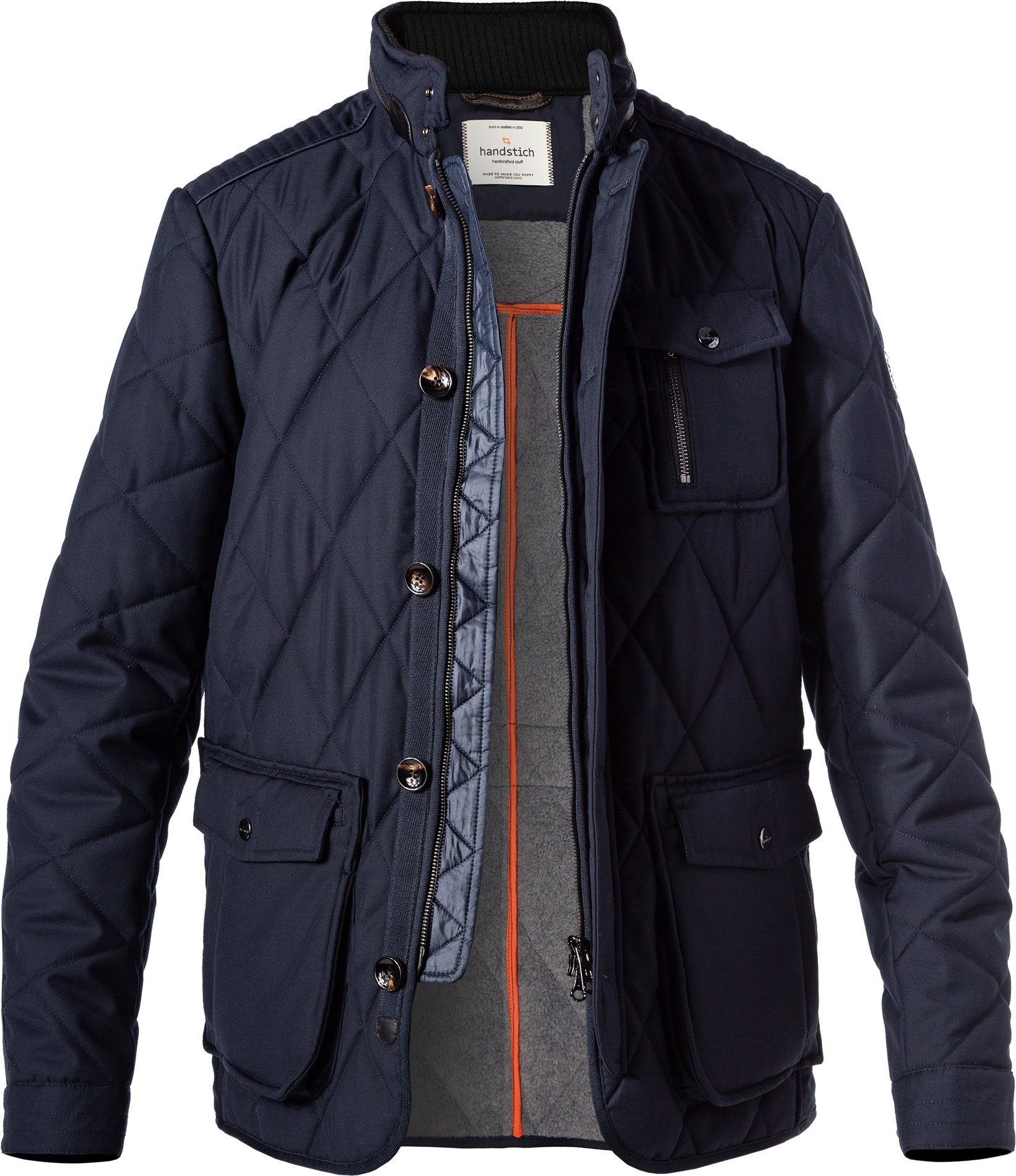 Thumbnail - handstich Herren Steppjacke blau unifarben