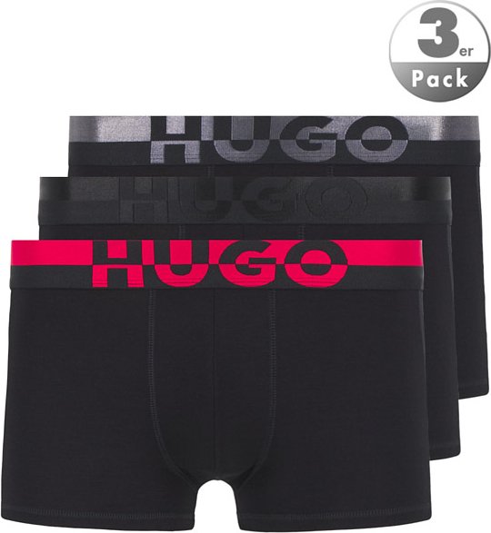 Thumbnail - HUGO Herren Trunks schwarz Baumwolle & Mix unifarben