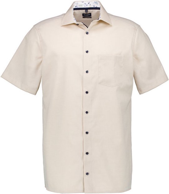 OLYMP Herren Kurzarmhemd beige
