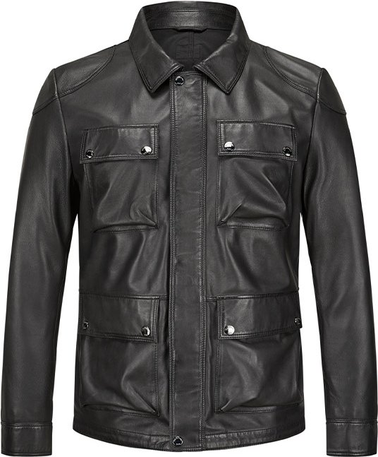 MILESTONE Herren Lederjacke schwarz