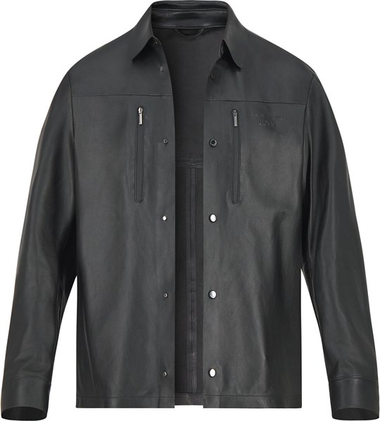 BOSS Green Herren Lederjacke rot unifarben