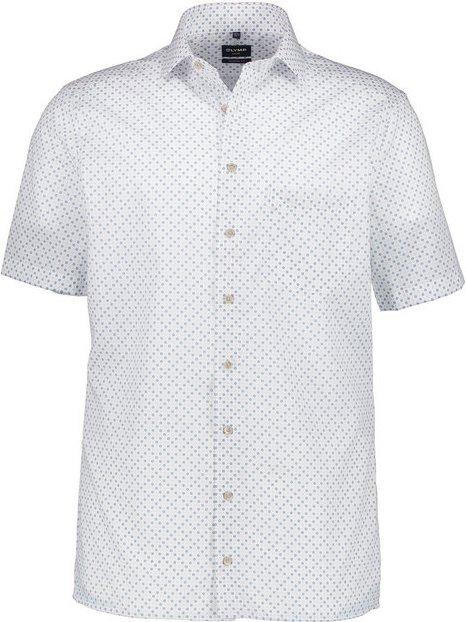 OLYMP Herren Kurzarmhemd beige gemustert