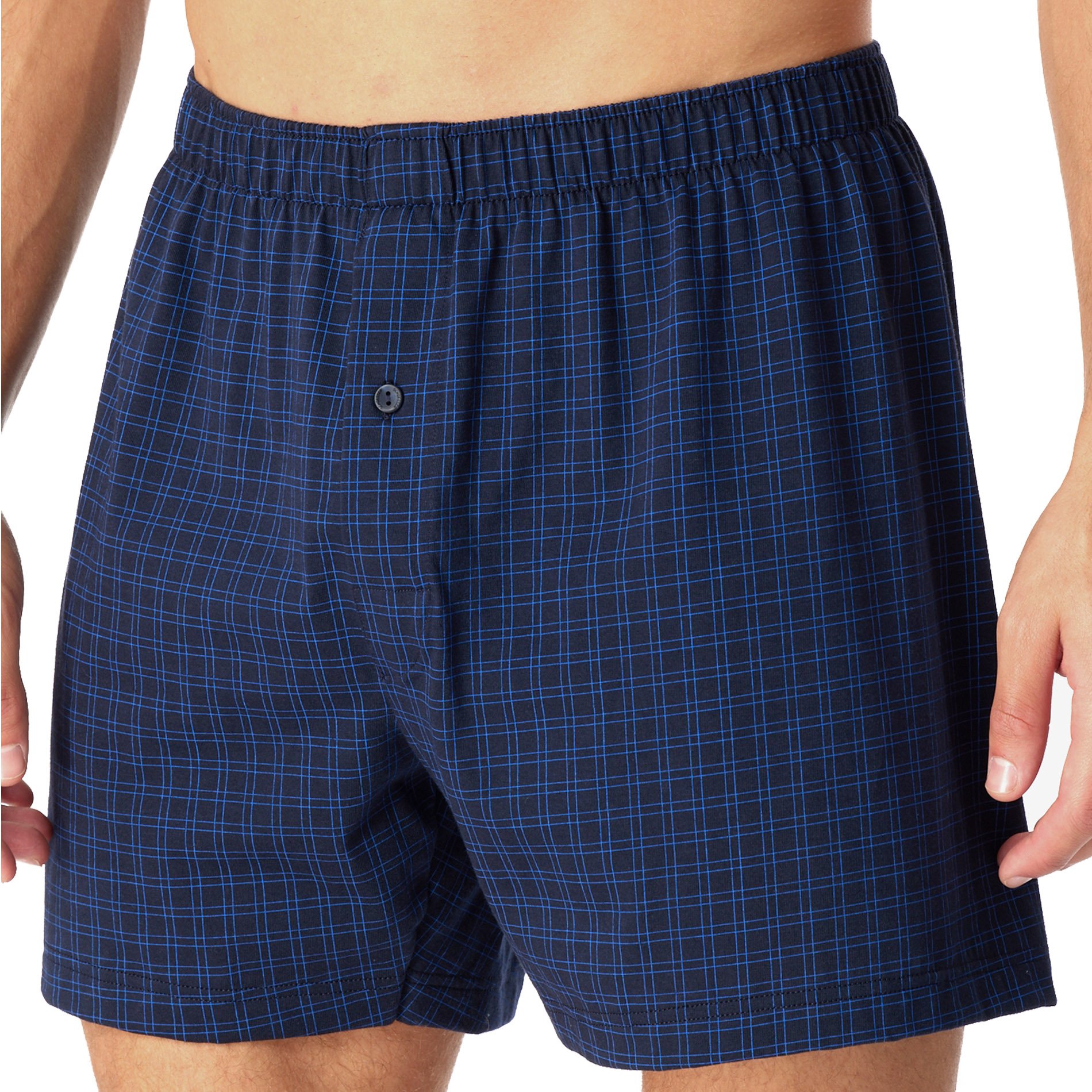Schiesser Herren Boxershorts blau Baumwolle & Mix Gemustert
