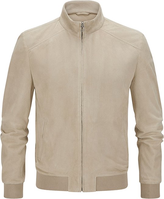 MILESTONE Herren Lederblouson grau unifarben