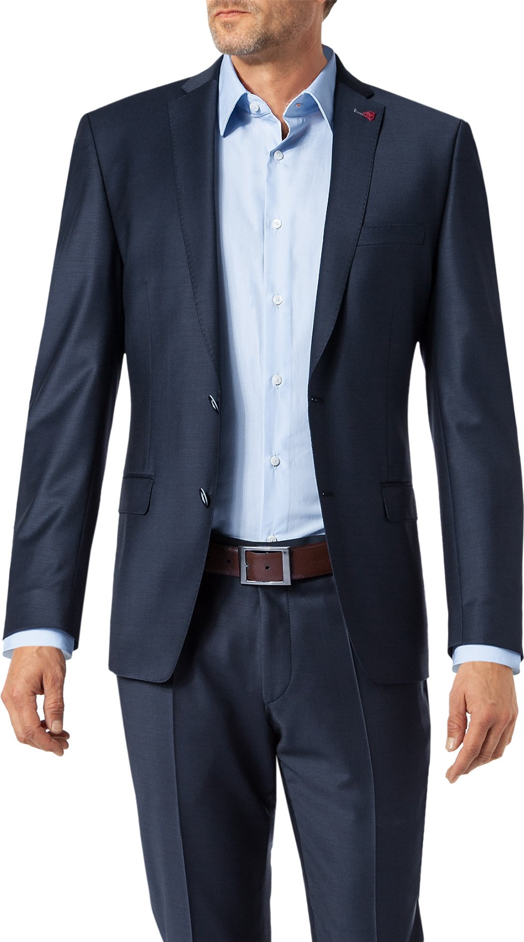 Thumbnail - ROY ROBSON Herren Sakko blau meliert Slim Fit