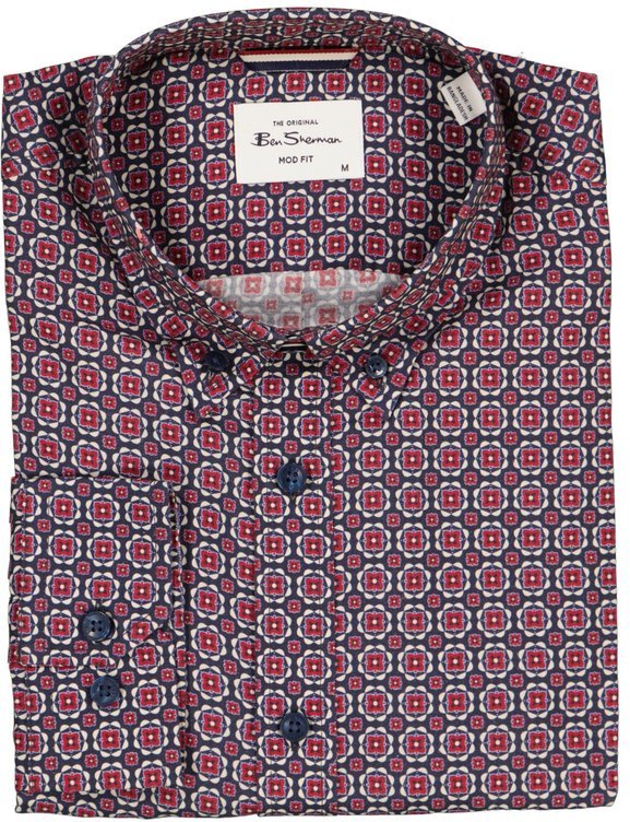 Thumbnail - Ben Sherman Herren Hemd rot gemustert