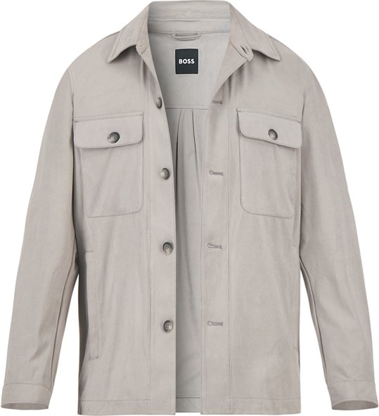 BOSS Black Herren Overshirt grau unifarben