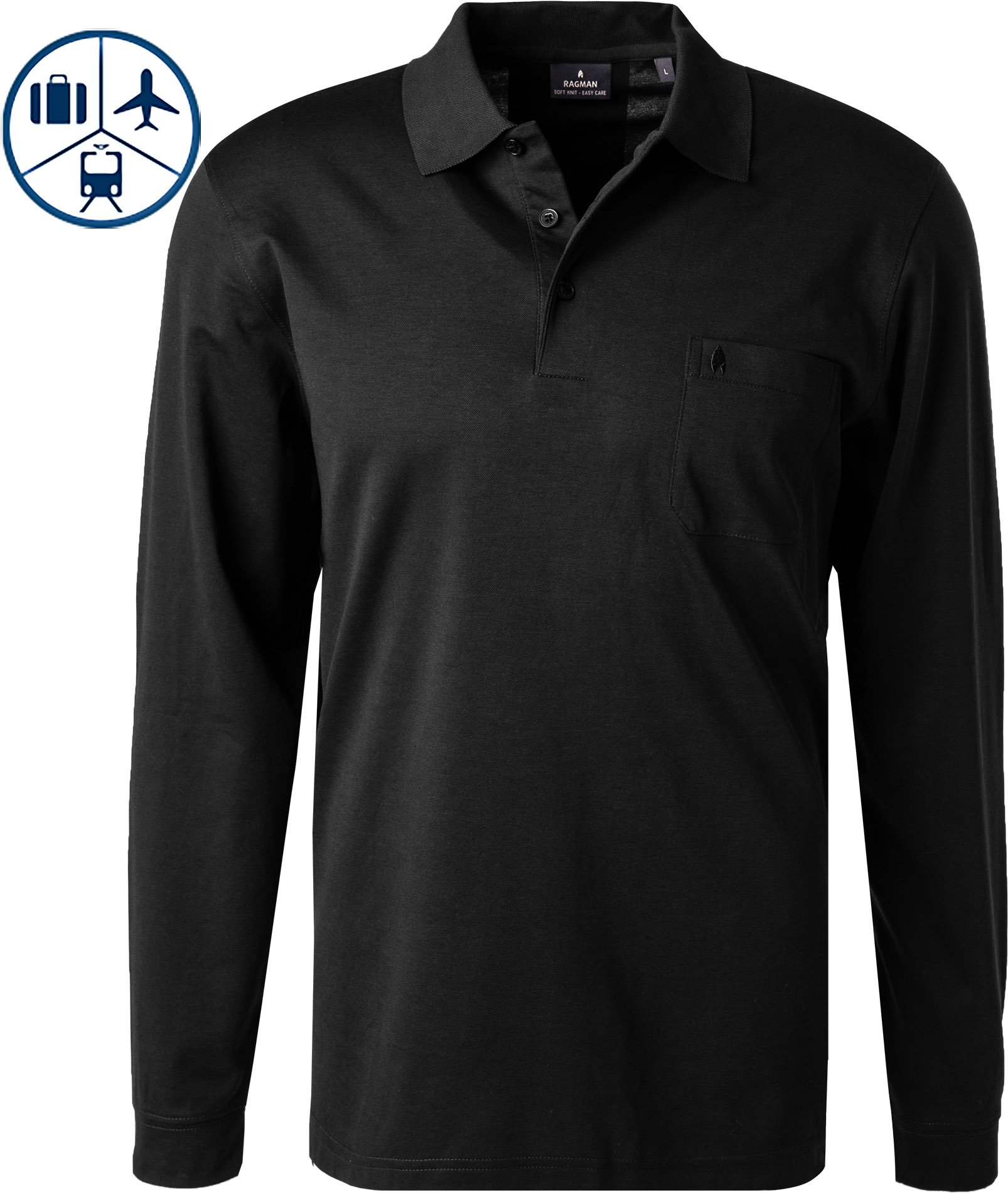 RAGMAN Herren Polo-Shirt schwarz