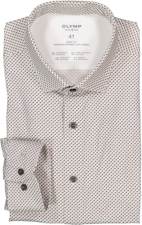 OLYMP Herren Hemd beige gemustert