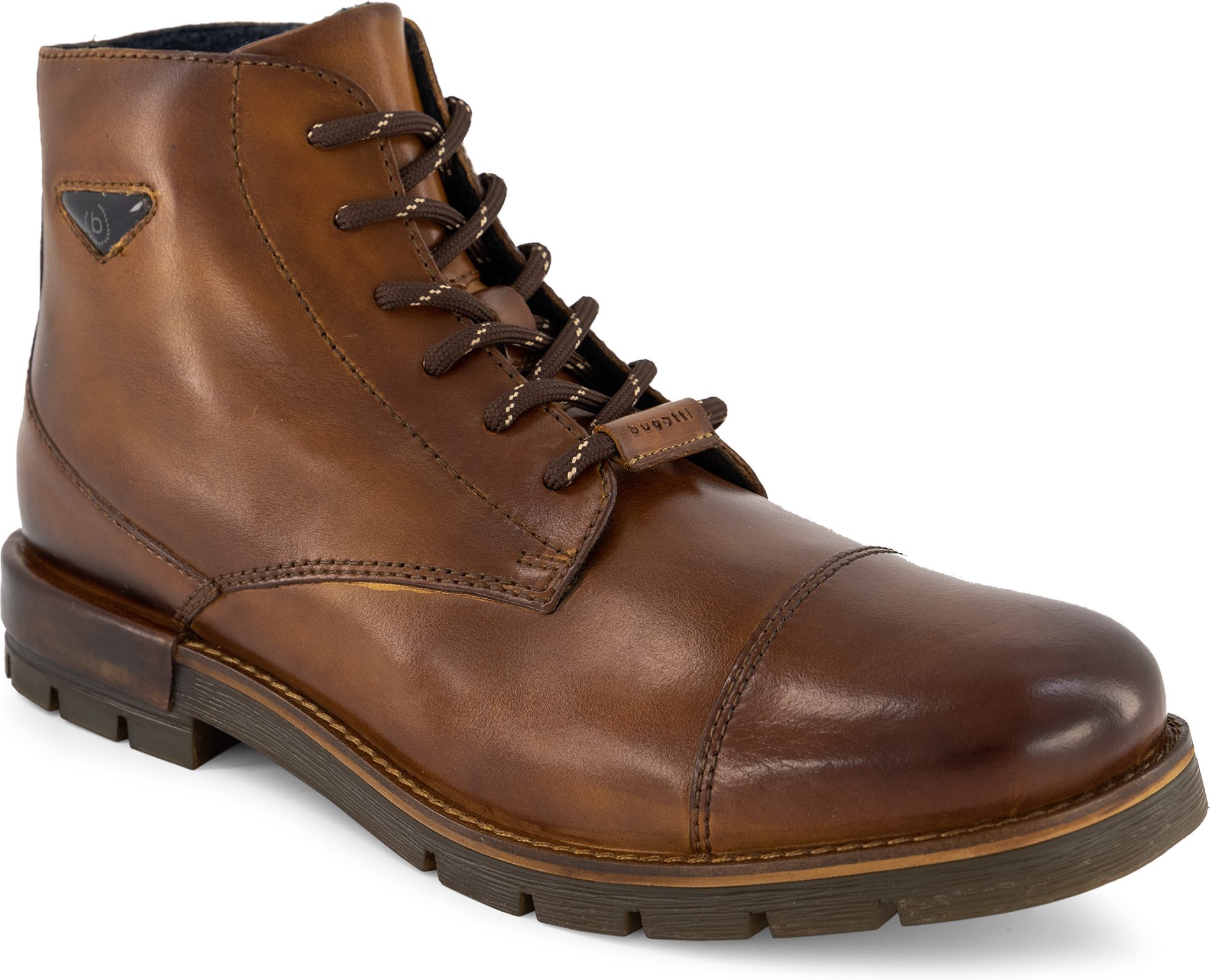 bugatti Herren Schnürboots schwarz Glattleder