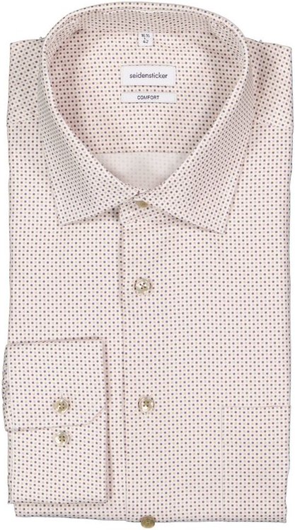 Seidensticker Herren Hemd beige gemustert Comfort Fit