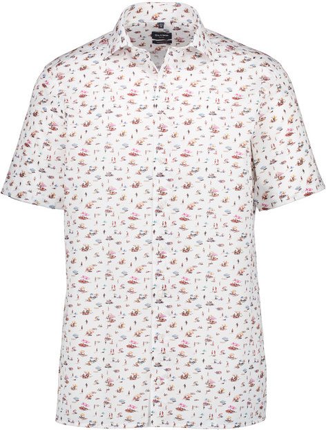 OLYMP Herren Kurzarmhemd weiß gemustert