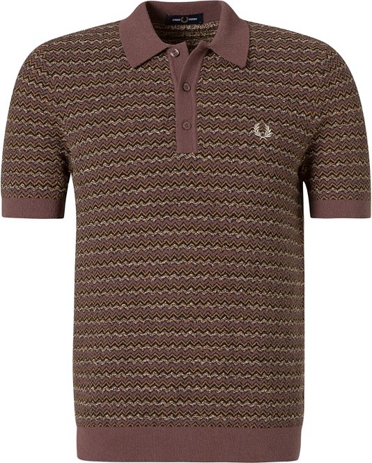 Fred Perry Herren Polo-Shirt braun gemustert