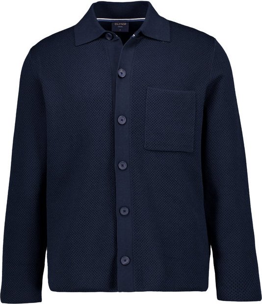 OLYMP Herren Strickjacke blau unifarben