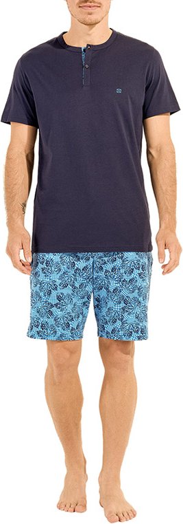 HOM Herren Pyjama blau Baumwolle & Mix Gemustert