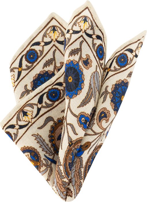 Ascot Herren Einstecktuch blau geblümt