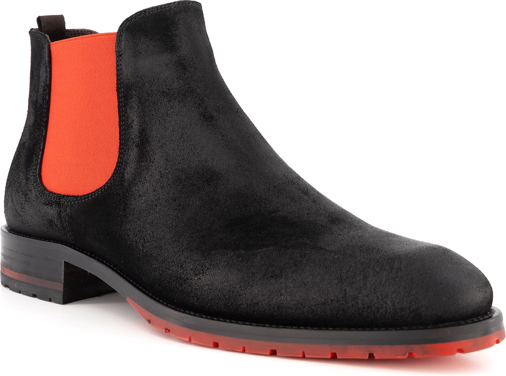 rosso e nero Herren Chelsea Boots schwarz Velours