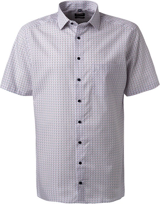 OLYMP Herren Kurzarmhemd rosa gemustert