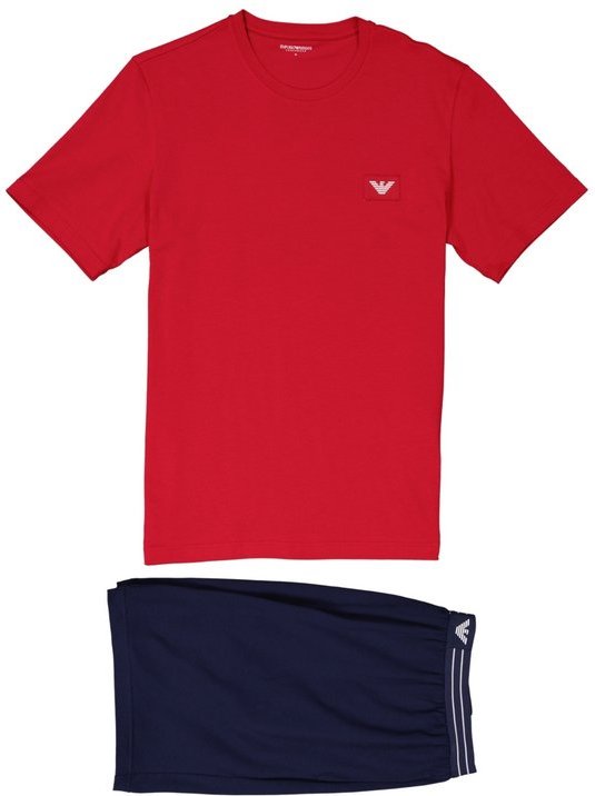 EMPORIO ARMANI Herren Schlafanzüge blau,rot Jersey-Baumwolle unifarben