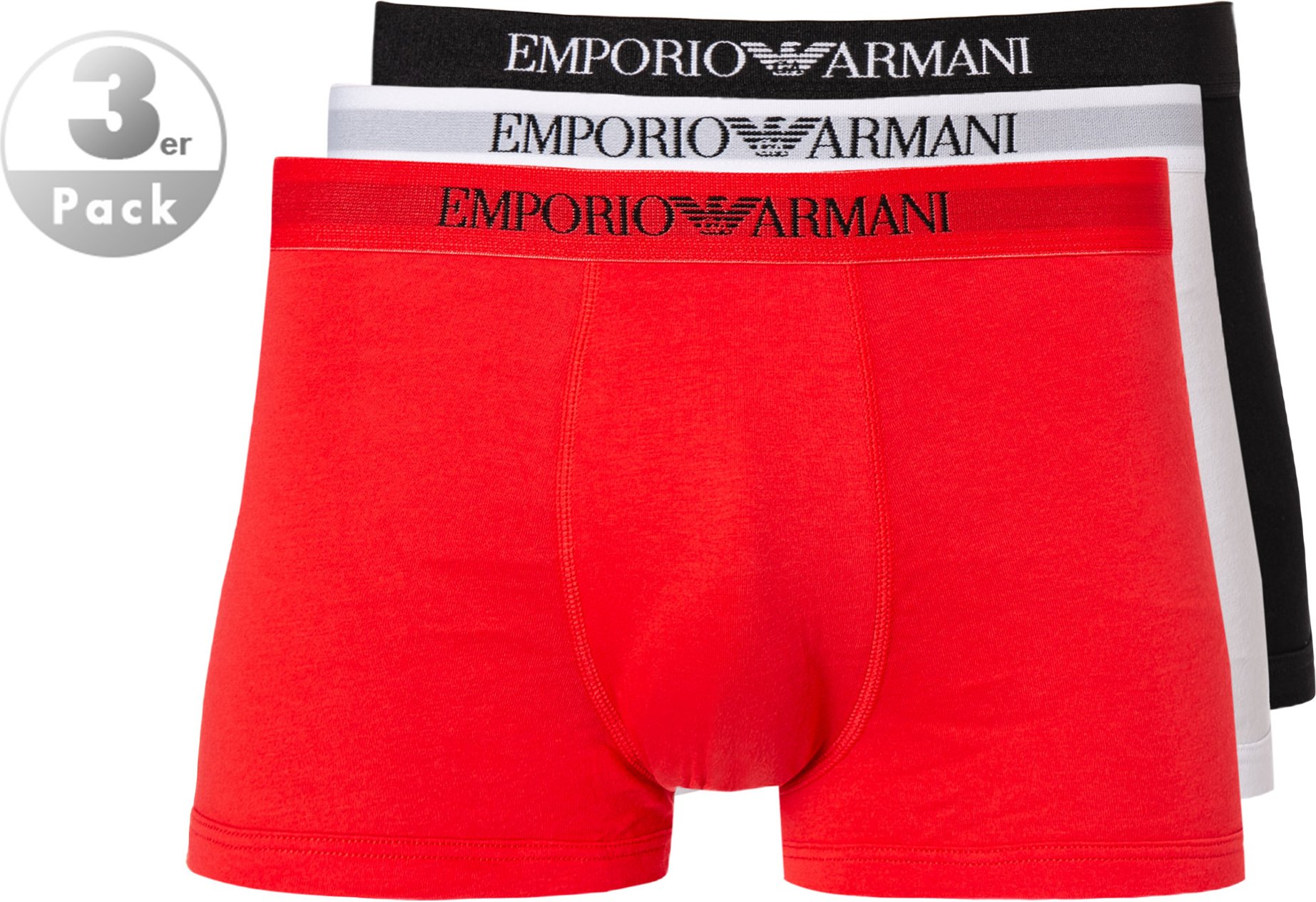 Thumbnail - EMPORIO ARMANI Herren Trunks rot Reine Baumwolle unifarben