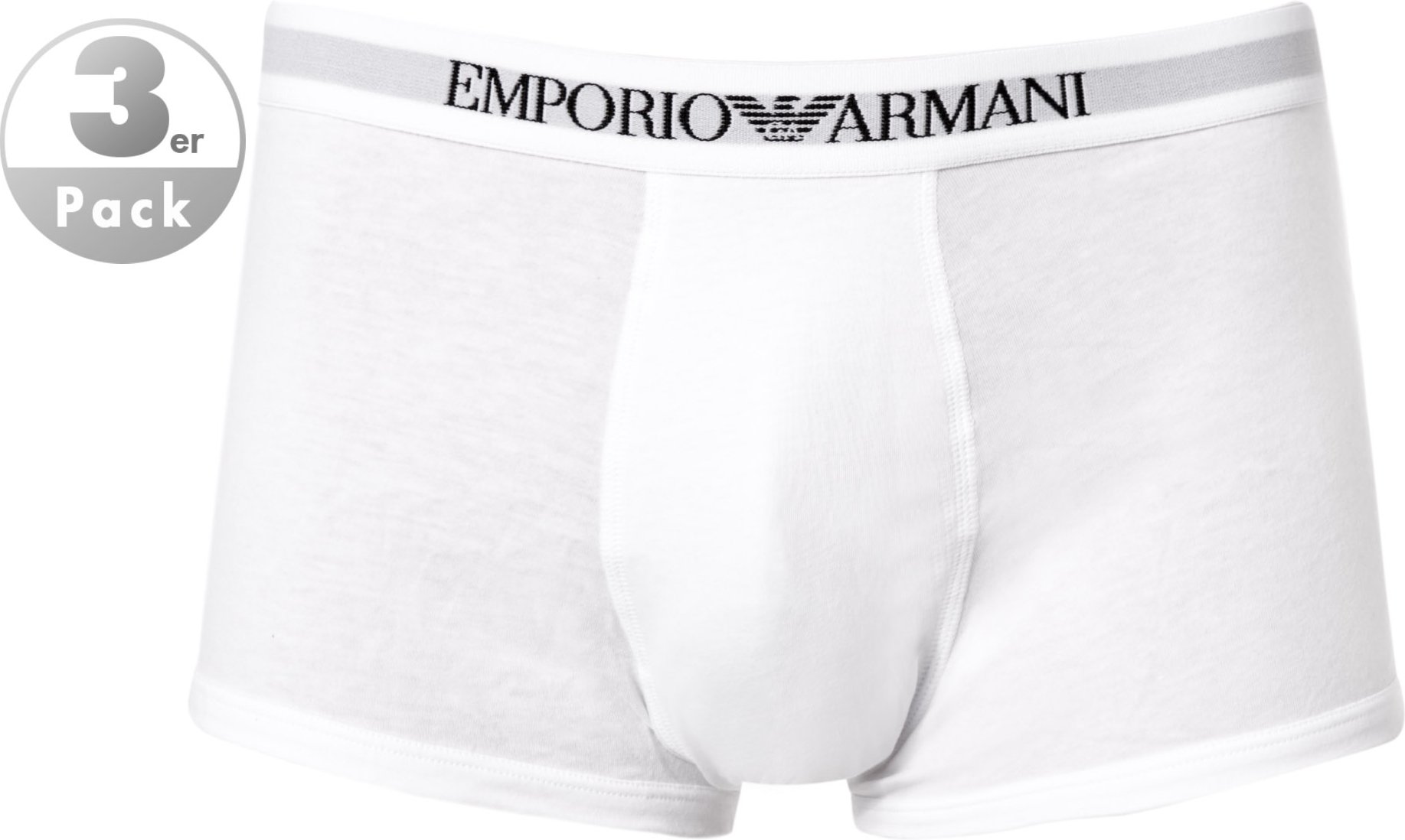 EMPORIO ARMANI Herren Trunks weiß Reine Baumwolle unifarben